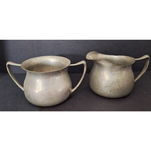 Vintage Cornwall Pewter Middletown Conn USA Sugar and Creamer #13